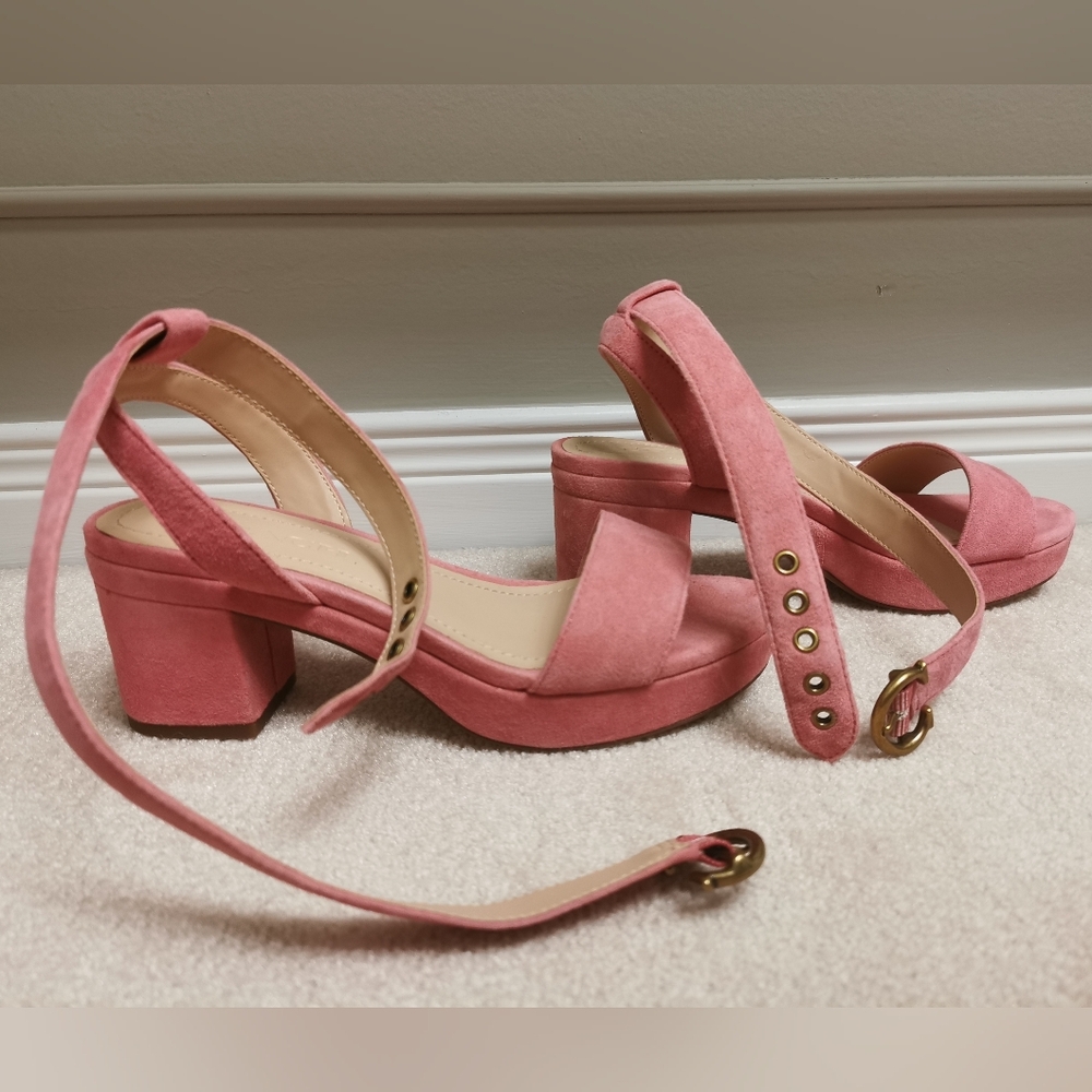 Coach Serena Platform Sandals 6 Pink Suede - Picture 8 of 12